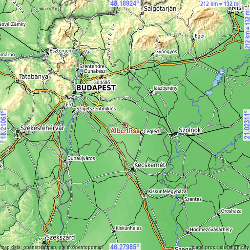 Topographic map of Albertirsa