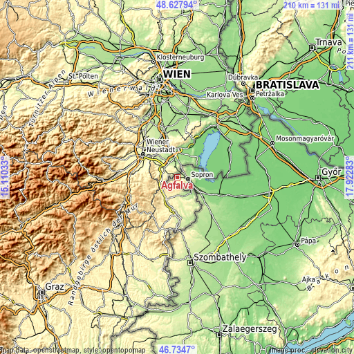 Topographic map of Ágfalva
