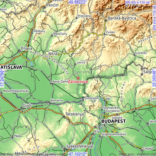 Topographic map of Želiezovce