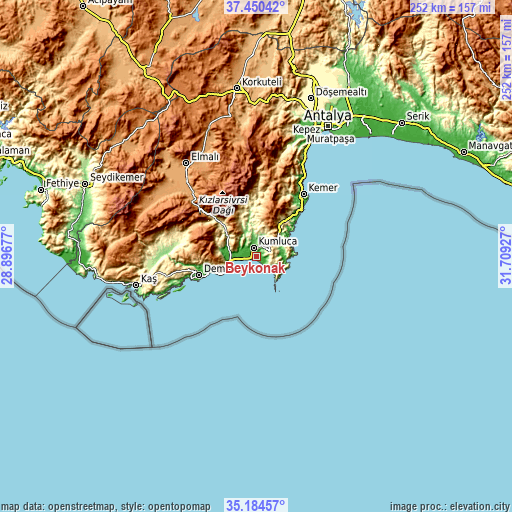 Topographic map of Beykonak