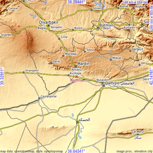 Topographic map of Kumlu