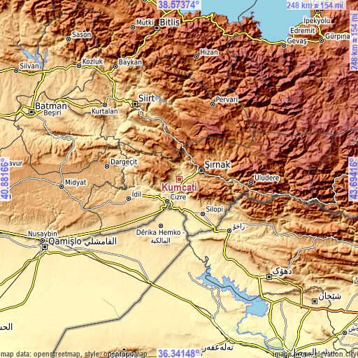 Topographic map of Kumçatı