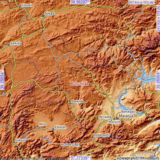 Topographic map of Kuluncak