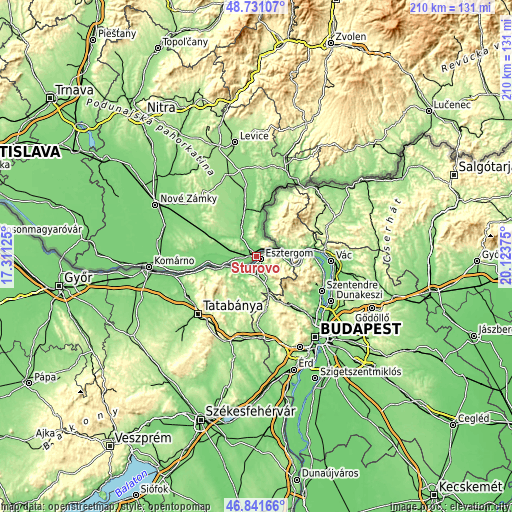 Topographic map of Štúrovo
