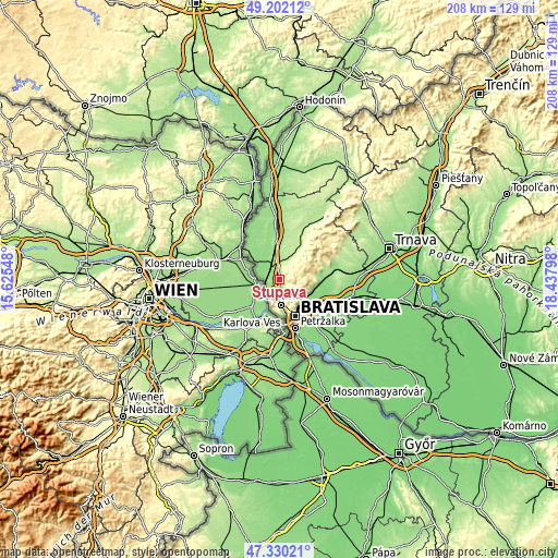 Topographic map of Stupava