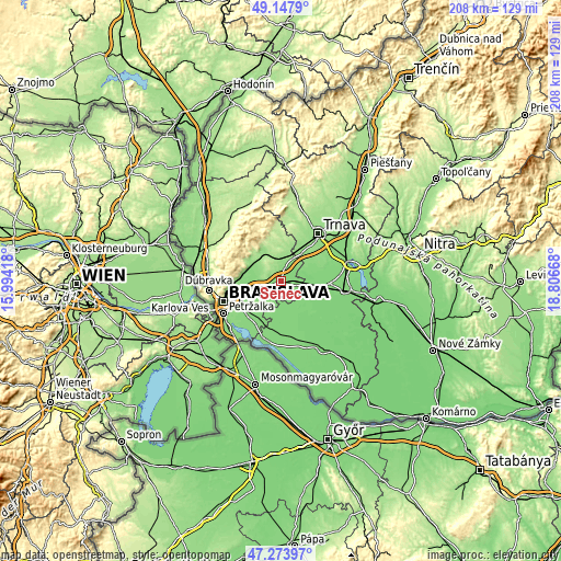 Topographic map of Senec