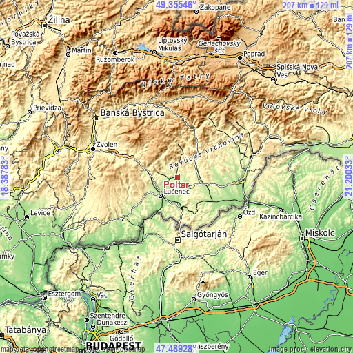 Topographic map of Poltár