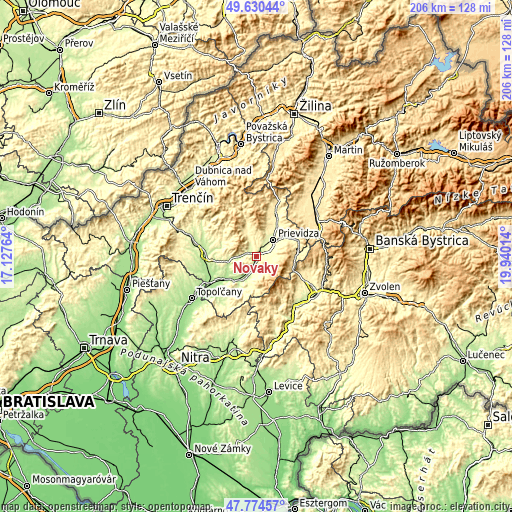 Topographic map of Nováky