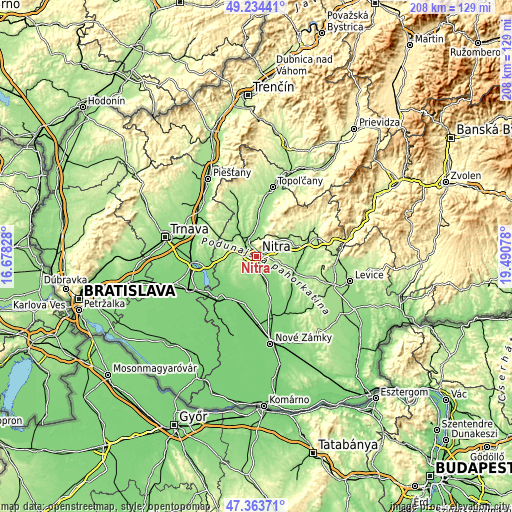 Topographic map of Nitra