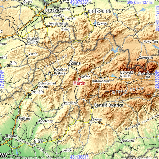 Topographic map of Martin