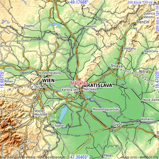 Topographic map of Marianka
