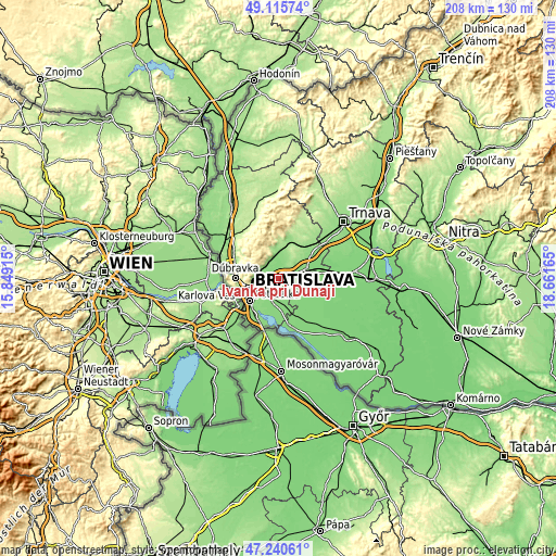 Topographic map of Ivanka pri Dunaji