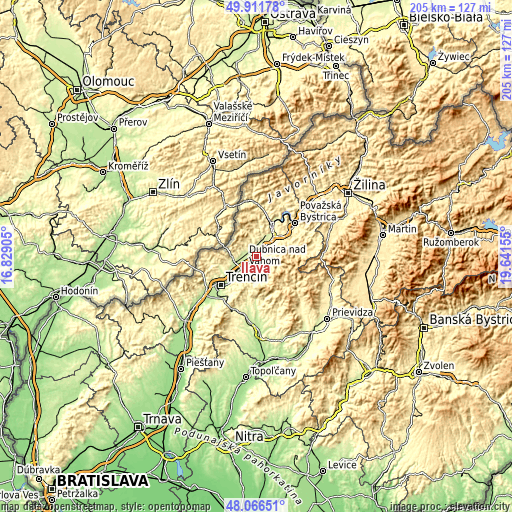 Topographic map of Ilava