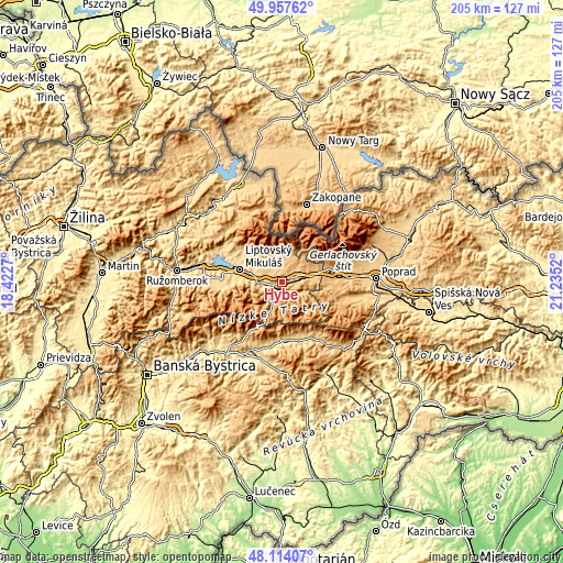 Topographic map of Hybe