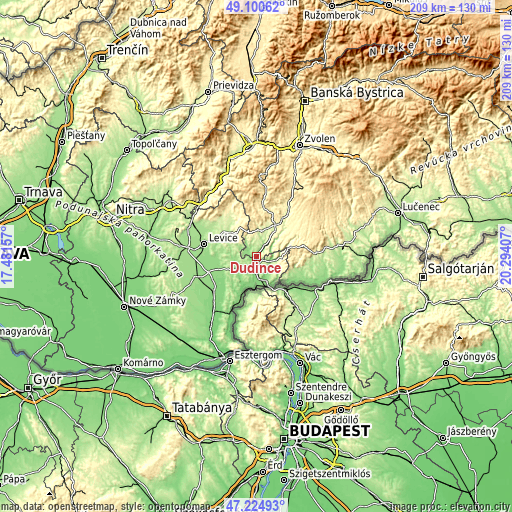 Topographic map of Dudince