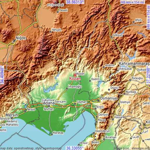 Topographic map of Kozan