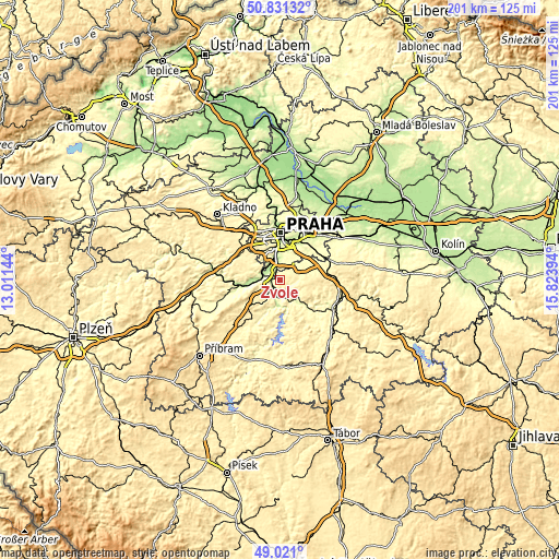 Topographic map of Zvole