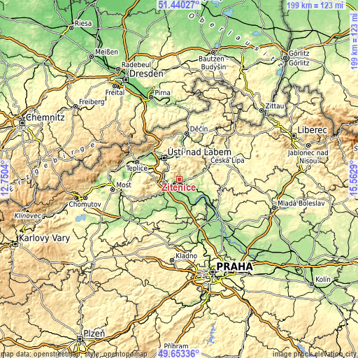 Topographic map of Žitenice