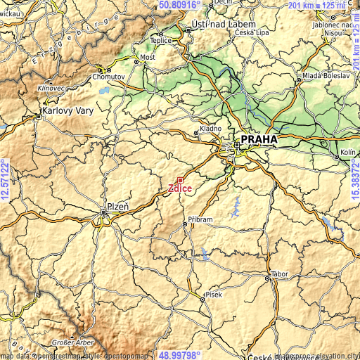 Topographic map of Zdice