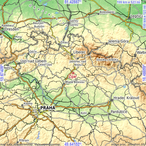 Topographic map of Žďár