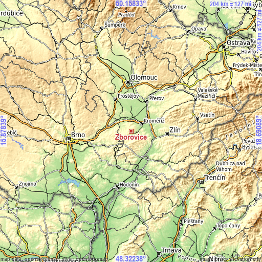Topographic map of Zborovice