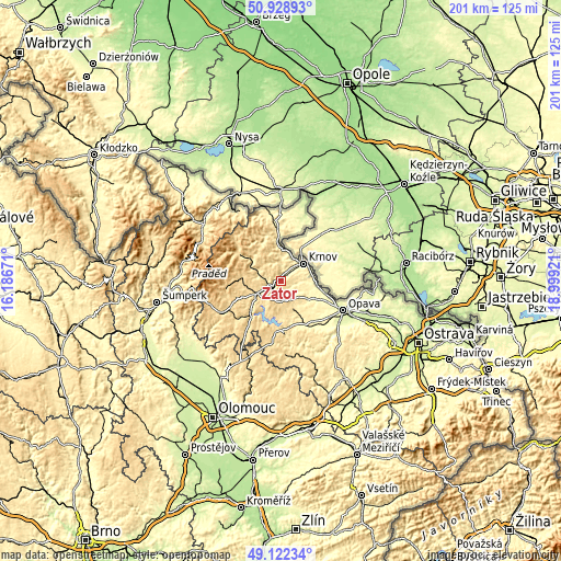 Topographic map of Zátor