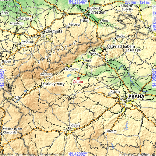 Topographic map of Žatec