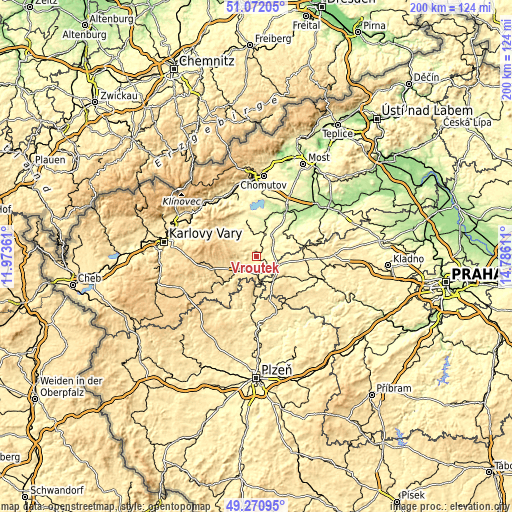 Topographic map of Vroutek