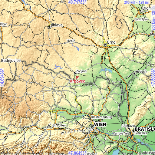 Topographic map of Vrbovec