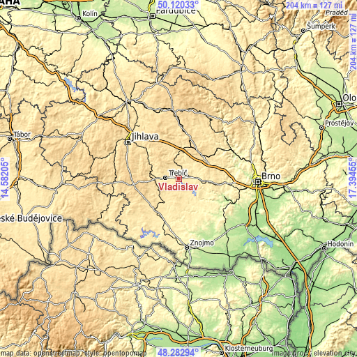 Topographic map of Vladislav