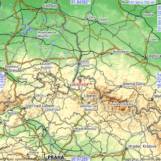 Topographic map of Višňova