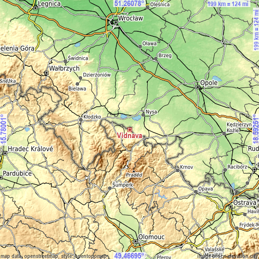 Topographic map of Vidnava