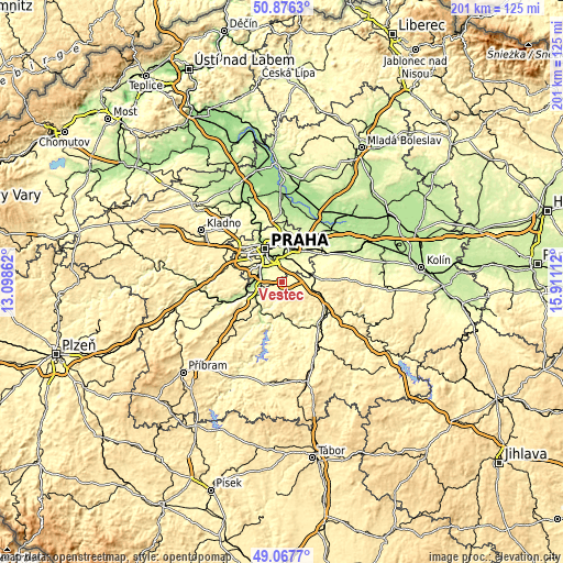Topographic map of Vestec