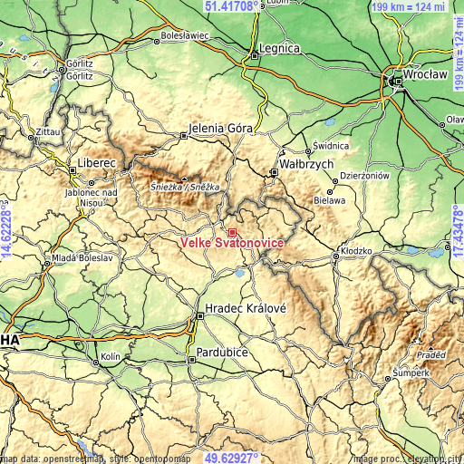 Topographic map of Velké Svatoňovice