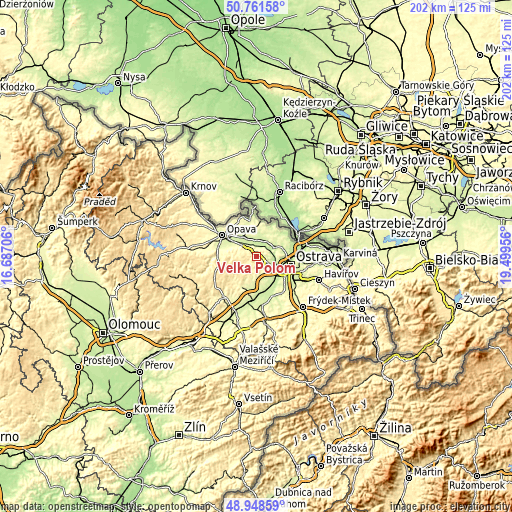 Topographic map of Velká Polom