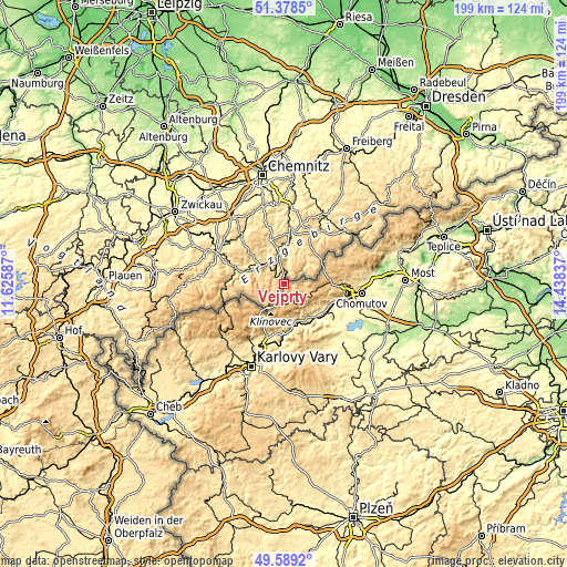 Topographic map of Vejprty