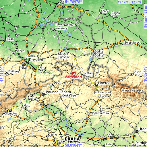 Topographic map of Varnsdorf