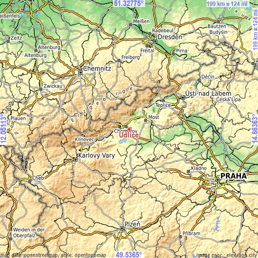 Topographic map of Údlice