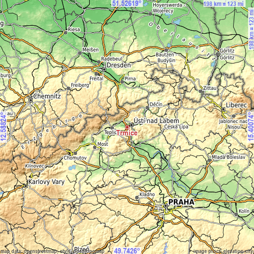 Topographic map of Trmice
