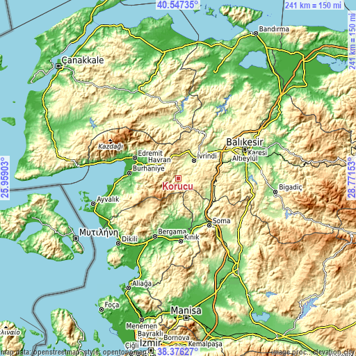 Topographic map of Korucu