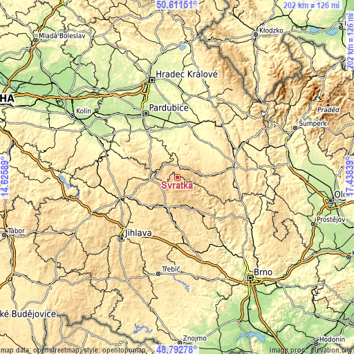 Topographic map of Svratka