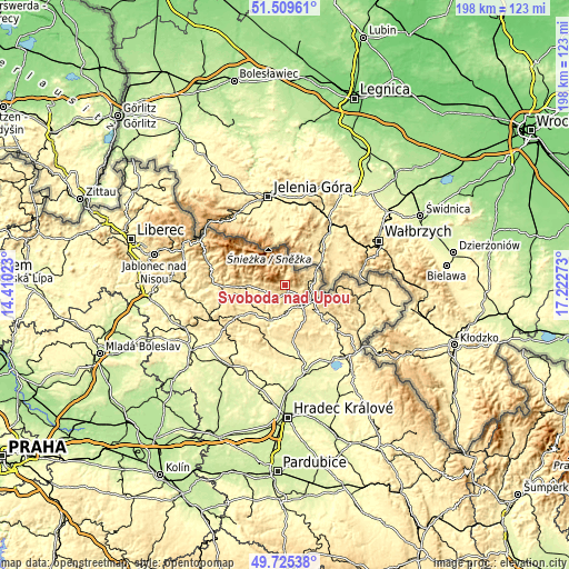 Topographic map of Svoboda nad Úpou