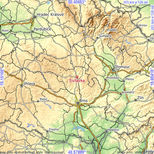 Topographic map of Svitávka