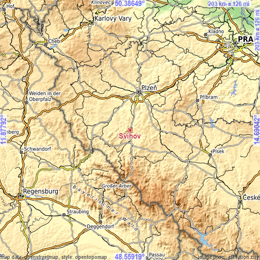 Topographic map of Švihov