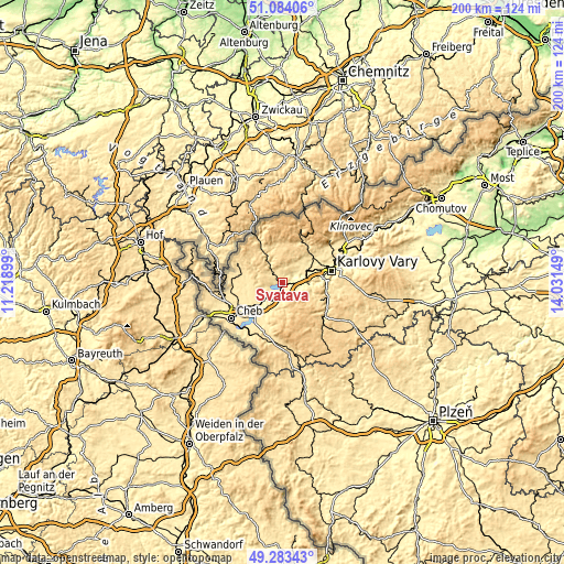 Topographic map of Svatava