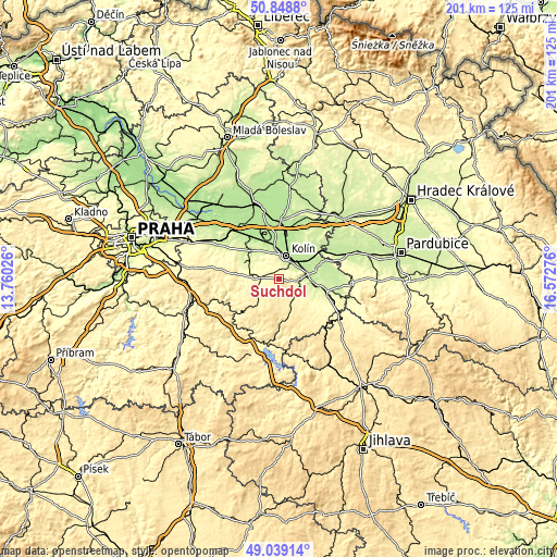 Topographic map of Suchdol