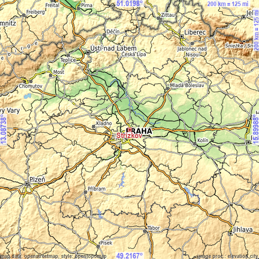 Topographic map of Střížkov