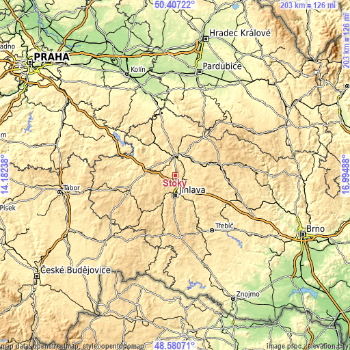 Topographic map of Štoky