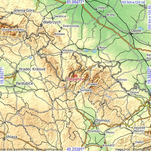 Topographic map of Štěpánov