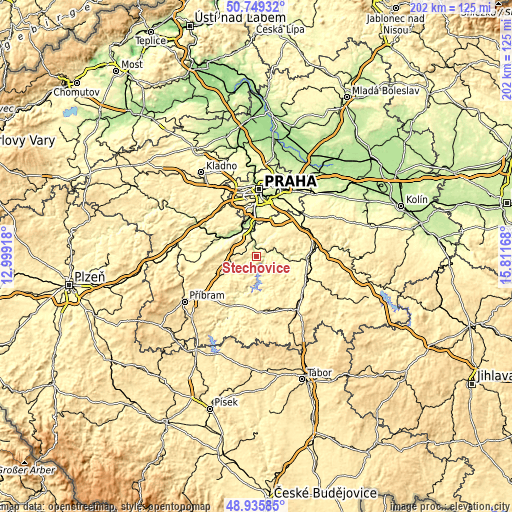 Topographic map of Štěchovice